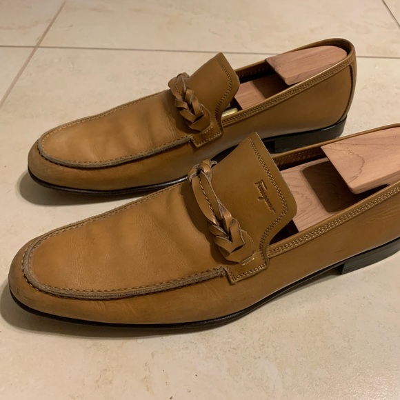 Salvatore Ferragamo Prato Loafers Tan Leather 10 D - Picture 4 of 9